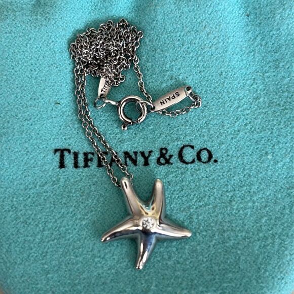 Tiffany & Co. Elsa Peretti Starfish Diamond Sterling Silver Necklace - Picture 3 of 15